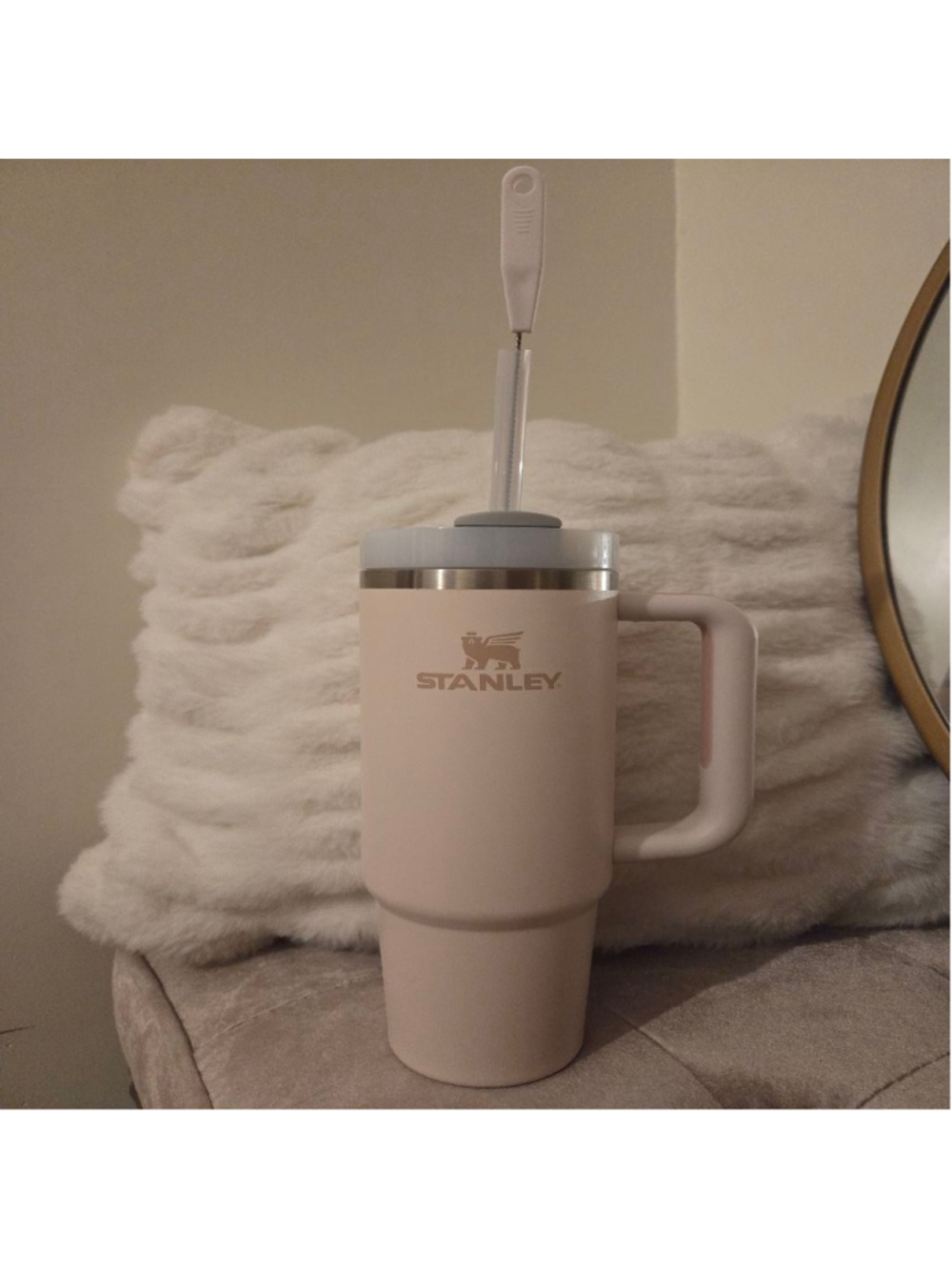Stanley 30oz Rose Quartz Water Bottle & ThermosPink Gray New Straw and Brush